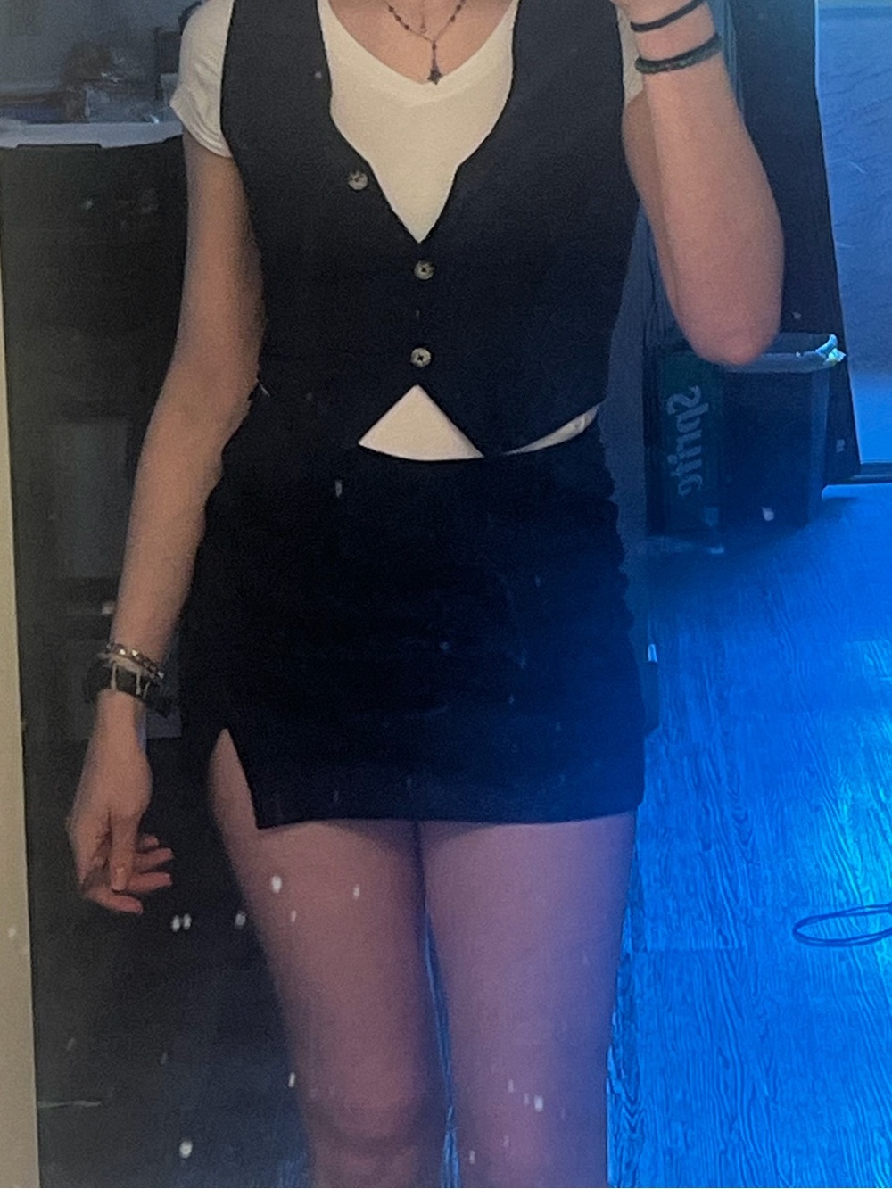 Princess Polly Black V-Waist Skort with slit
